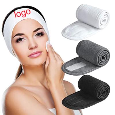 China Customized Embroidered popular logo adjustable velcro skin care beauty spa makeup hair facial tape cabelo de faixa for sale