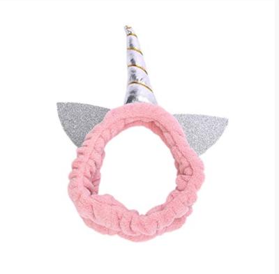 China Factory Direct Coral Fleece Unicorn Designs Sequins Elastic Headband Popular Direct Women Girls Baby Hair Band Christmas Gifts for sale