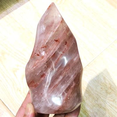 China Wholesale Europe Flame Red Mineral Crystal Stone Carvings Torch For Decoration Gift for sale