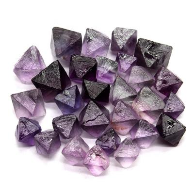 China Wholesale Natural Specimen Polyhedron Crystal Octahedron Crystal Octahedron Purple Fluorite Crystal Octahedron Essence Stone for Healing for sale