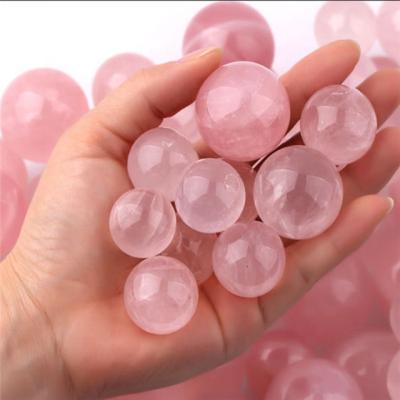 China High Quality Europe Starlight Natural Pink Rose Quartz Crystal Sphere Balls Dangling For Gifts for sale