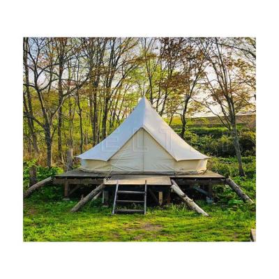 China Straight Bracing Type Light Duty Waterproof Cotton Canvas And Oxford Bell Tent For 3-6m for sale