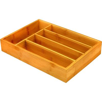 China Sustainable Bamboo Expandable Cutlery Organizer Tray Cutlery Organizer  Kitchen Knives Drawer Divider bamboo tray organizer for sale