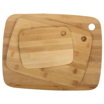 China Sustainable Customizes Kitchen bamboo chopping board set with juice trougsh and side handle thick bamboo cutting board for sale