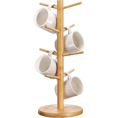 China Sustainable Bamboo Mug Tree Stand Bamboo Coffee Cup HoldeMug Stand Kitchen Organizer Cafe Accessories DecorKitchen Organizer Storage Stand for sale