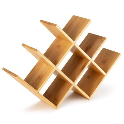 China Sustainable Compact design of large capacity desktop wine bottle rack saves space bamboo fancy wine racks for sale