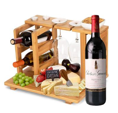 China Sustainable Multifunctional Countertop Bamboo Wine Bottle Storage Holder Bamboo wine rack Ceramic Wine Bottle Holder Rack for sale