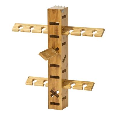 China Sustainable Bamboo Wall Mounted Wine Rack Bamboo Wine Rack Multi-setting 15 Holders For Wine Bottle And Glass for sale