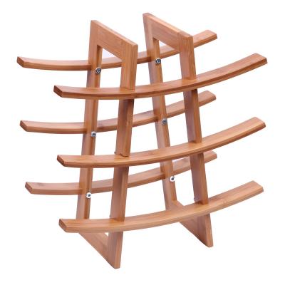 China Sustainable 9 Bottle Samurai Style Stackable Modular Wine Rack Rack Solid Bamboo Wine Holder Display Shelves, Wobble-Free for sale