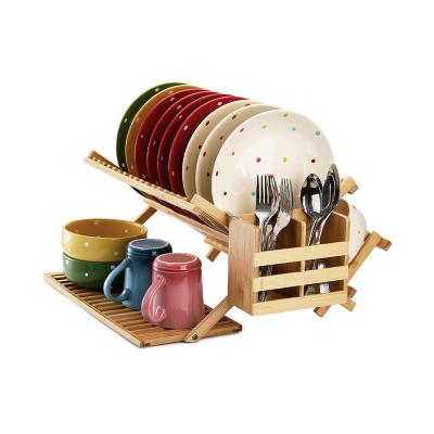 China Sustainable Multifunctional Tableware Bamboo Drainage Rack large foldable tableware bamboo drainage rack for sale