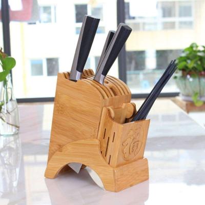 China Sustainable Kitchen Wholesale safe storage knife block stand bamboo insert knife holder for sale