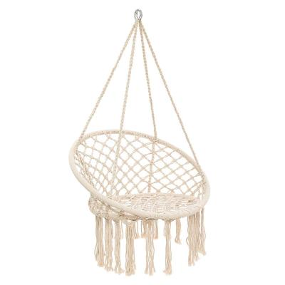 China Contemporary Macrame Hanging Chair With Iron Pipe Big Size Round Rope Hammock Swing for sale