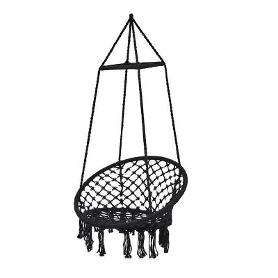 China Traditional Macrame Black Iron Pipe Hanging Chair Around Rope Hammock Swing for sale