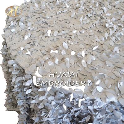 China Silver Wedding DURABLE HOT SALE Taffeta Embroidery Leaf Fancy Tablecloths for sale