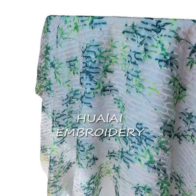 China DURABLE Mint Green and White and Dark Green Striped Embroidered Wedding Screen Printing Coloring Table Cloth for sale