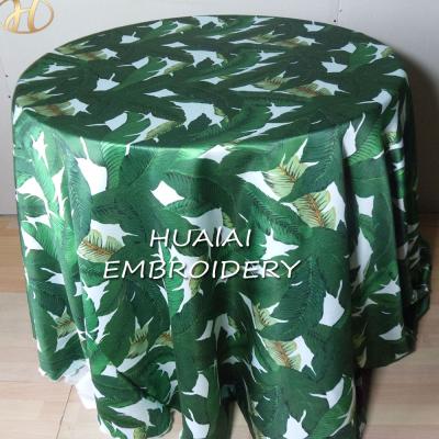 China DURABLE HAWAII GREEN LEAF PRINTED NATURAL DESIGN CUSTOM textured tablecloths FOR HOME HOTEL RESTRANGLE for sale