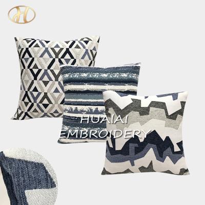 China Sustainable European Blue Series Jacquard Sofa Cushion Cover/Pillow Cover For Custom Made Home/Sofa Pillows Decorative Set for sale