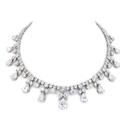 China CLASSIC Hot Selling Good Quality Fancy Simulate Sapphire Pear Drop Necklace Fashion CZ Trendy Necklace, Jewelry For Women Men Kids for sale