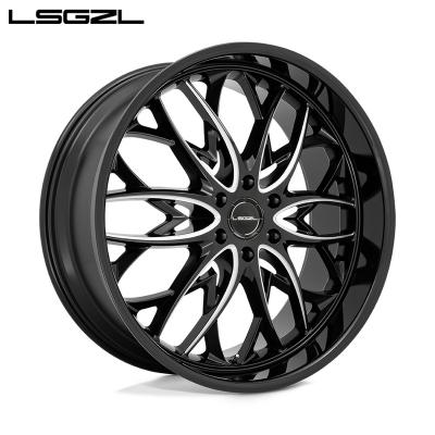 China LSGZL Aluminum Wheels Forged 18 19 20 21 22 23 24 Inch Alloy BLACK Finish Face Color Design Car Alloy Wheel Rims for sale