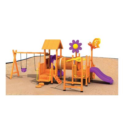 China Wholesale cheap kids house outdoor wooden slide with swings for sale