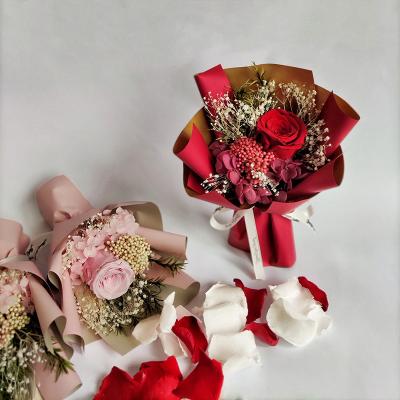 China Rosy Posy Ramo Flore Single Eternal Rose Forever Lasting Mini Preserved Roses Fathers Day Gift 2022 Bouquet New Mom Preserved Roses for sale