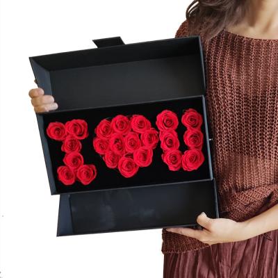 China Rose Included Eternal Preserved, Flower Box of Love u Caixa Blumen Gift Drawer de Se i de Cajas I Love You For Jewelry Set Mom Necklace 32*16*9cm for sale