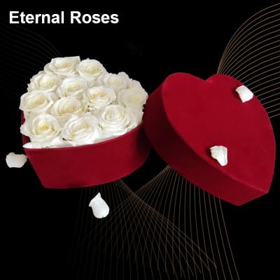 China Wholesale New Design Handmade Rose Heart Shaped Velvet Flower Eternal Preserved Box Rose Floral Embroidery Caixa De Veludo Frame Velvet for sale