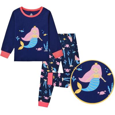 China CALUBY Factory Wholesale Children's Pajamas 9-13Y Pants Breathable Long Sleeve Cotton Style Girls Children's Pajamas Set for sale