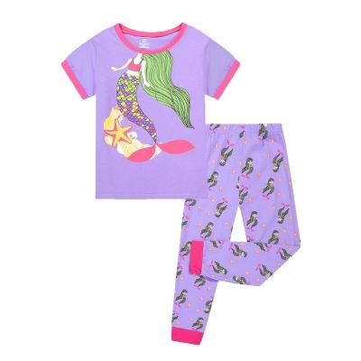 China CALUBY factory wholesale cotton breathable children's short-sleeved material girls pants pajamas pants suit 9-13Y CALUBY pajamas for sale