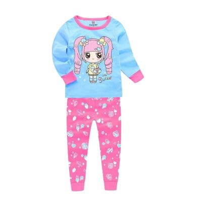 China CALUBY factory wholesale children's cotton breathable long pajamas spring and autumn 9-13Y material girls sleeve pants pajamas suit for sale