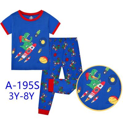 China 3-8 years old brand caluby factory kids pajamas wholesale 100% cotton short sleeve children's breathable pajamas long pants pajamas for sale