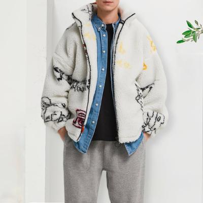 China High Level Recycled QUICK DRY Custom Sherpa Letter Print Jacket Jacquard Polyester Fleece Polyester Jackets for sale