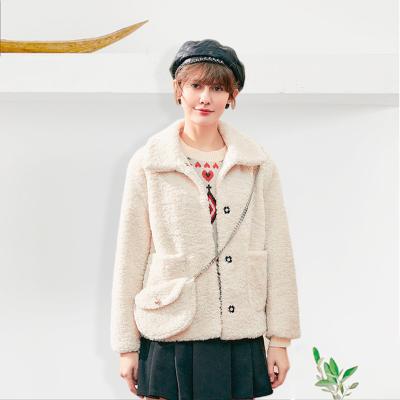 China Anti-Wrinkle Fashion Hot Sale Customized Casual Women Recycle Polyester Sherpa Fleece RPET Fabric Outdoor Coat for sale