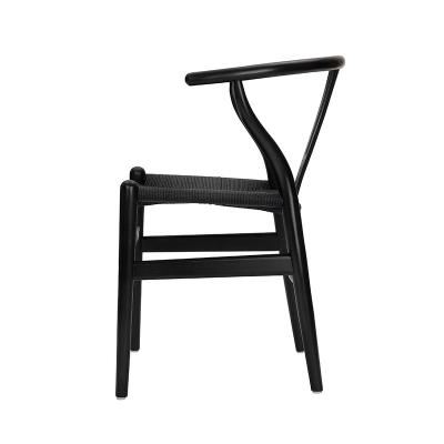 China Modern Handwoven Fork Chair Factory Supply Available OEM Black Wooden Dining Chair for sale