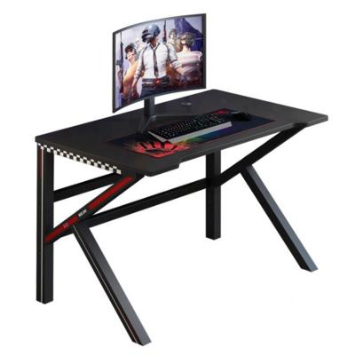 China K1P Internet Cafe Black Steel Frame PC Gaming Desk RGB Light Extendable Desk Game Table for sale