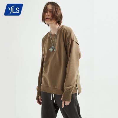 China YLS Urban Vintage Streetwear Mens Hiphop Clothing Oversized Washed Distressed Sweatshirts for sale