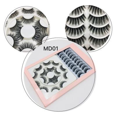 China New Delicate Wholesale 18 Pairs / Set Tapered Cross Fluffy False Eyelashes Thick Natural Look False Eyelashes for sale