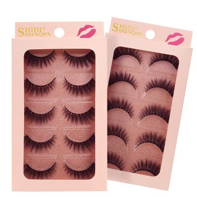 China New Thick Style 5 Pairs 3D Mink Eyelashes False Eyelash Black Mink Lashes Handmade Box Band Cotton With Custom Packaging for sale