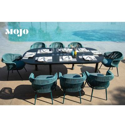 China Modern Patio Furniture Garden Foshan Aluminum Table and Chairs for 8 Outdoor Dining Set for Restaurants Cafe and Villa Furniture for 8 for sale