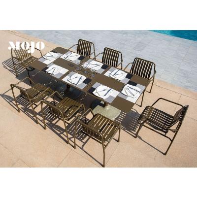 China Modern Modern Outdoor Furniture Patio Chair Set Waterproof Aluminum Frame Metal Chair Dining Table Set For Hotel Garden for sale