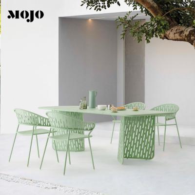 China Modern Outdoor Restaurant Table Set Outdoor Commercial Dining Table and Furniture Modern Metal Garden Patio Chair Set for Hotel for sale