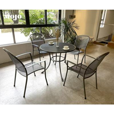 China Foshan modern garden patio furniture dining metal table and chairs outdoor table and chairs set for cafe and restaurants for sale