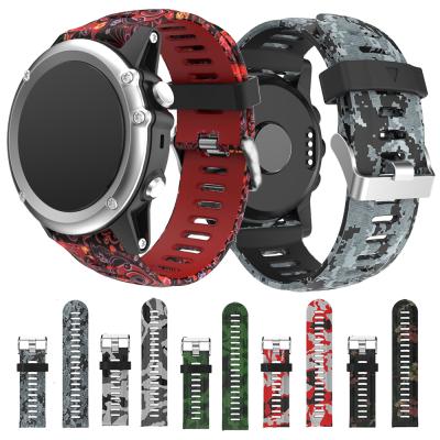 China Silicone Rubber Printing Strap For Garmin Fenix ​​3/3 Hour Smart Watch Band For Garmin Fenix ​​6X/6X Pro Plus 5X for sale