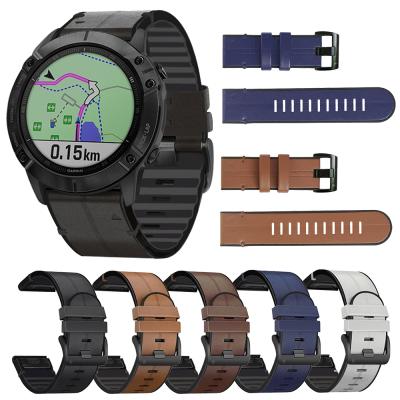 China Silicone and Leather Strap for Garmin Fenix ​​5 5X Plus/6 6X pro/Fenix ​​3 Time Quick Release Watch Band 22mm 26mm for sale