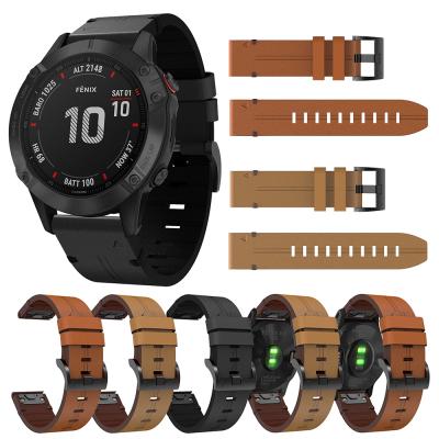 China 20 22 26mm Quick Release Faux Leather Strap For Garmin Fenix ​​6 6S 6X pro/Fenix ​​5 5S 5X plus Smart Watch Band for sale