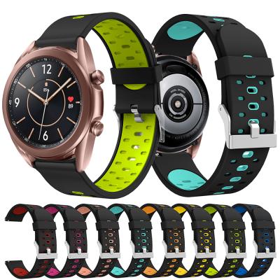 China Dual Color Watch Band 20mm Silicone Strap FO Samsung Galaxy Watch 3 Watch 41mm/Galaxy 42mm/Gear S2 Replacement Classic Watch Band for sale