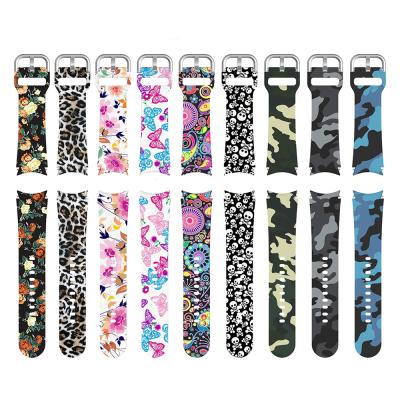 China Silicone Rubber Printing Strap For Samsung Galaxy Watch 4 Classic 46mm 42mm/Galaxy 4 44mm 40mm Smart Watch Band for sale