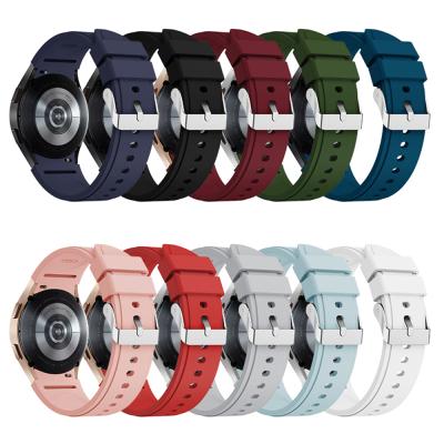 China Rubber Watch Band For Samsung Galaxy Watch 4 40mm Classic 44mm/Watch 4 42mm Color 20mm Pure Silicone Strap 46mm for sale