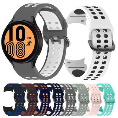 China Rubber For Samsung Galaxy Watch 4 40mm Color Silicone Strap Dual 44mm For Samsung Galaxy Watch 4 46mm Classic 42mm for sale