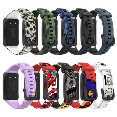 China Silicone Rubber Printed Watch Strap For Huawei Honor Band 6 Wristband Strap Belt For Huawei Band 6 for sale